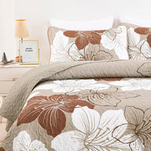 Load image into Gallery viewer, Taupe Bohemian Floral 3 Piece Bedding Quilt Set
