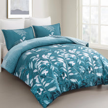 Load image into Gallery viewer, Botanical Teal Leaves 3 Piece Comforter Set
