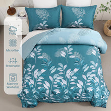 Load image into Gallery viewer, Botanical Teal Leaves 3 Piece Comforter Set
