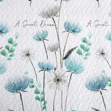 Load image into Gallery viewer, Blue &amp; Teal Wild Flowers 3 Piece Bedding Quilt Set
