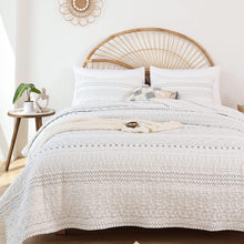 Load image into Gallery viewer, Boho Aztec White &amp; Brownish Grey 3 Piece Quilt Set
