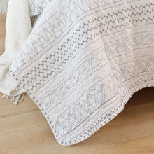 Load image into Gallery viewer, Boho Aztec White &amp; Brownish Grey 3 Piece Quilt Set
