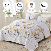 Load image into Gallery viewer, Yellow Floral 3 Piece Bedding Quilt Set
