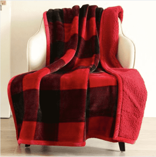 Safdie Blankets & Throws Buffalo Plaid - Sherpa Plush Velvet Throw Blanket