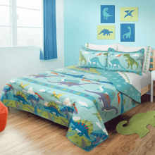 Load image into Gallery viewer, Safdie Quilt Set Double-Queen Dino Park - 3 Piece Quilt Set
