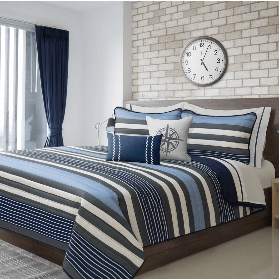 Safdie Quilt Set Marine Blue - 3 Piece Quilt Set